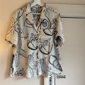 Topshop black and White Resort Set Shirt + Shorts